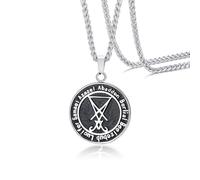 Hao Wu Xuan Inverted Baphomet Satanic Pentagram Sabbatic Goat Church of Satan Sigil of Lucifer Pendant Necklace Women Men Gift c