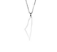 Hao Wu Xuan Israel Palestine Country Map Pendant Necklace For Men Women Arabic Stainless Steel Choker Amulet Jewelry Gift