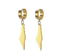Hao Wu Xuan Israel Palestine Map Drop Earrings For Women Unisex Arabic Stainless Steel Gold Color Fashion Hoop Earrings Jewelry Gift