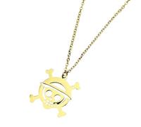 Hao Wu Xuan Japanese Anime One Piece Monkey D. Luffy Pendant Necklace Stainless Steel Skeleton Face Cross Chain Collars Punk Jewelry Accesso