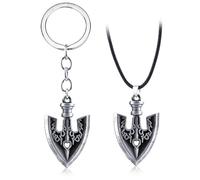 Hao Wu Xuan JoJo's Bizarre Adventure Arrow Pendant Necklace and Keychain Set, Vintage Silver Metal Design2 pieces