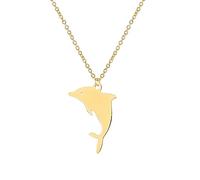 Hao Wu Xuan Jumping Dolphin Stainless Steel Necklace For Women Man Choker Pendant Necklace Engagement Jewelry Friend Gift