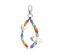 Hao Wu Xuan Keychain Red Heart Keyring Y2K Accessories Cloud Key Chain Colored Beads Keychains Pendant Women Boho Fashion Jewelry Gift