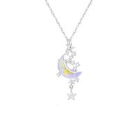 Hao Wu Xuan Korea Moon Star Chokers Necklace Colorful Glazed Stone Pendant Necklaces for Women Fashion Jewelry Gifts