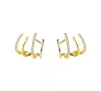 Hao Wu Xuan Korean Claw Earrings Four-Prong Setting Gold Color Ear Earring Shiny Crystal Sweet Women Stud Earrings 2023 Jewelry Gift