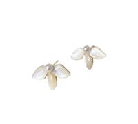 Hao Wu Xuan Korean Imitation White Pearl Flower Stud Earrings Women Small Simple Cute Three Petal Flower Earrings Gifts Jewelry Accessories
