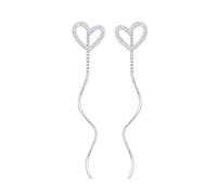 Hao Wu Xuan Korean Tassel Heart Stud Drop Earrings for Women Girls Butterfly Bowknot Flower Crystal Pearl Dangle Wedding Shine Jewelry