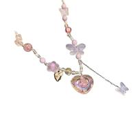Hao Wu Xuan Kpop Goth Heart Butterfly Pendant Choker Colorful Necklace Clavicle Chain for Women Girl Punk Sweet Aesthetic Jewelry Party