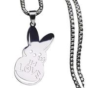 Hao Wu Xuan Kpop Lil Peep Love Rabbit Sad for love Pendant Necklace synthesis Necklaces Jewelry Collar Fans Gift, Stainless Steel Chain, 60cm Length, Sad Face Design