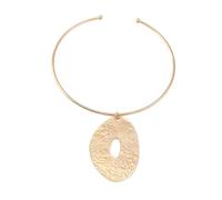 Hao Wu Xuan Large Oval Pendant Choker For Women Fashion Jewelry Punk Heavy Wire Trendy Styles Holiday Accessories Party Gift 116