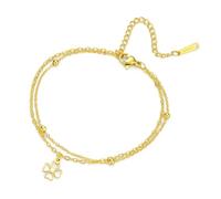 Hao Wu Xuan Layered Chain Four-Leaf Clover Bracelet Stainless Steel Pendant Bracelet For Women Love Birthday Party Jewelry Gift