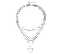 Hao Wu Xuan Layered Necklace Five Pointed Star Snake Chain Collarbone Chain Necklace s Femmes