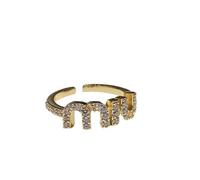 Hao Wu Xuan Letter M Crystal Zircon Adjustable Opening Ring for Women Elegant Women's Daily Work Accessories European and American