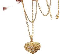 Hao Wu Xuan Light luxury trend glossy inlaid crystal star Necklace for Women fashion Hip-hop heart clavicle chain jewelry