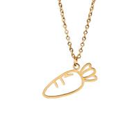 Hao Wu Xuan Lovely Carrot Necklaces Stainless Steel Gold Color Easter Bunny Radish Charm Choker for Women Girl Holiday Jewelry Gift