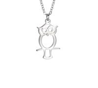 Hao Wu Xuan Lover's Owl Pendant Stainless Steel Necklace For Women Man Engagement Silver Color Jewelry Friend Gift