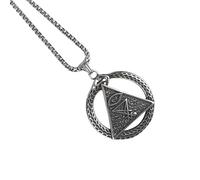 Hao Wu Xuan Lucifer Pendant Necklaces for Men Boys,Vintage Snake Circle Pendant with Box Chain,Symbol