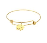 Hao Wu Xuan Lucky Four-Leaf Clover Bracelet For Ladies Stainless Steel Adjustable Bracelet Bangles Bless Jewelry