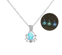 Hao Wu Xuan Luminous Lotus Pendant Necklaces for Women Glow in The Dark Simple Flower Glowing Necklace Jewelry Accessories