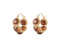 Hao Wu Xuan Luxury Brown Crystal Hoop Earrings for Women Exquisite Inlaid Zircon Circle Earrings for Women Crystal Personalized Jewelry