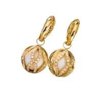 Hao Wu Xuan Luxury Exquisitely Zircon Hollow Imitation Pearl Ball Pendant Earrings Women’s High-end Personality Fashion Versatile Party Gift