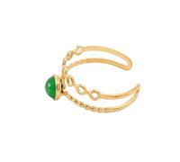 Hao Wu Xuan Luxury Semi-Precious Natural Stone Ring For Girls StainlessWomen Boho Cute Birthday Gift Jewelry