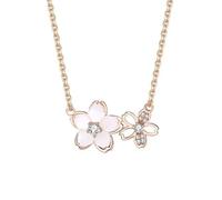 Hao Wu Xuan Luxury Shiny Sakura Pendant for Women Trendy Clavicle Chain Flower Necklace Jewelry Women Accessories Gift