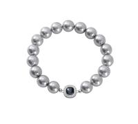 Hao Wu Xuan Luxury trend gray and white pearl bracelet for women silver buckle Beaded bangles wedding jewelry