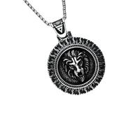 Hao Wu Xuan Majestic Lion Necklaces 316L Stainless Steel Wild Wolf Men Pendant Wild Chain Rock Punk Rap for Boyfriend Male Jewelry Best Gift