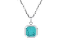 Hao Wu Xuan Man Necklaces Stainless Steel Jewelry Square Natural Stone Stylish Punk Geometric Polygon Pendant Boy Valentine's Day Gift