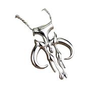 Hao Wu Xuan Mandalorian Symbol Necklace Pendant Chain Bounty Hunter Skull Pendants Wars Punk Jewelry Men Gift