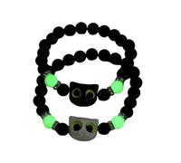 Hao Wu Xuan Matching Bracelets Couples Women Men Luminous Cute Cat Friendship Bracelete Black White Cat Head Bangles Glow In The Dark Gift