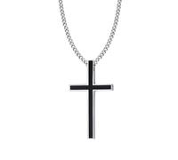 Hao Wu Xuan Meaeguet Classic Black Jesus Cross Necklaces Pendants Women Men Stainless Steel Prayer Crucifix Male Chocker Chain