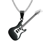 Hao Wu Xuan Men Musical Jewelry Stainless Based Rock HipHop Electric Guitar Bass Pendant Necklace for Women Unisex Jewellery kolye 24inch