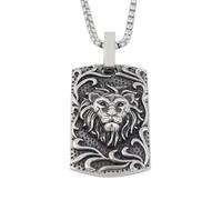 Hao Wu Xuan Men Stainless Steel Lion Necklaces Vintage Punk Animal Pendant Men's Unique Domineering Biker Amulet Jewelry Gifts