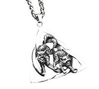 Hao Wu Xuan Men Vikings Odin Wolf Necklaces Norse Trinity Runes Amulet Stainless Steel Mythology Pendant Jewelry Male Gifts