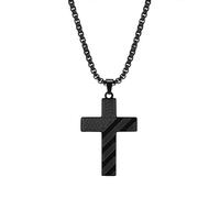 Hao Wu Xuan Men's necklace American Flag Cross Pendant Necklace for Men, Bold US Flag Textured Pendant, Black Faith Jewelry fashion