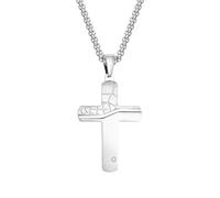 Hao Wu Xuan Men's necklace Creative Map Textured Cross Neklaces for Men Teens, Silver Color Cross Pendant with Stone,Faith Prayer Jewelry fashion