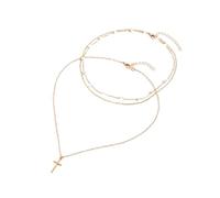 Hao Wu Xuan Men's necklace Fashion Multi-layer Chain Necklace Women Personality Cross Pendant Pearl Choker Necklace fashion