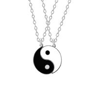 Hao Wu Xuan Men's necklace Fashion Tai Chi Couple Necklace Chinese Style Round Splice Pendant Choker Best Friend Friendship Jewelry Birthday Gift fashion