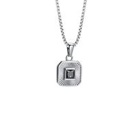 Hao Wu Xuan Men's necklace Men's Necklace, Black Geometric Square Stone Embossing Sunburst Square Pendant, Mens Jewelry fashion