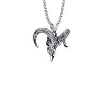 Hao Wu Xuan Men's necklace Satanic Goat Head Skull Pendant, Satan Goth Punk Style Necklace,Satanic, Lucifer, Halloween, D fashion