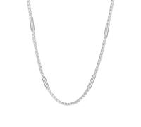 Hao Wu Xuan Men's necklace Square Pearl Chain Necklace for Men, Rolo Chain with Tube, Stylish Box chain Collar Gift to fashion