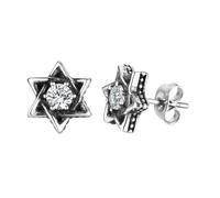 Hao Wu Xuan Mens Stainless Steel 10mm Vintage Star of David Stud Post Earrings Men's Jewelry Vintage Gothic Jewish Earing