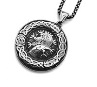Hao Wu Xuan Men's Vikings Runes Celtic Knot Dragon Necklaces Vintage Stainless Steel Pendant With Genuine Leather Rope Norse Amulet Jewelry