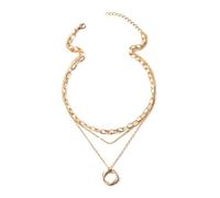 Hao Wu Xuan Minimalist Circle Pendant Necklace for Women Exquisite Clavicle Necklace Charm Layered Chain Aesthetic Jewelry Girl Gift