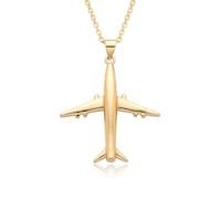 Hao Wu Xuan Minimalist Gold Color Airplane Necklace for Women Men Gift Cubic Zircon Aircraft Charms Jet Clavicle Chain Pendant DIY Jewelry