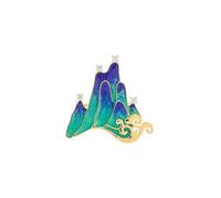 Hao Wu Xuan Mountain And River Map Corsage Pin 2024 Chinese Vintage Style Women Enamel Pearl Rhinestone Flower Brooch Clothing Accessory