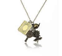 Hao Wu Xuan Movie Jewelry Magic Flower Necklace Rose Book Pendant His Beauty/Her Beast Valentines Day Fairy Tale Victorian Gift