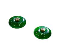 Hao Wu Xuan Natural an Jade Green Round stud earings vintage Silver Inlaid earrings for women Classical Simple Party jewelry gift